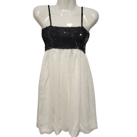 Spaghetti Strap  Empire Waist Sequin White Dress One Size - Picture 1 of 11